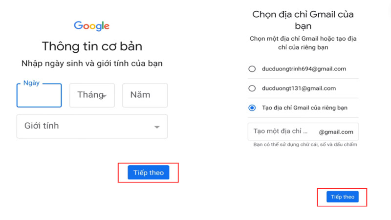 Tạo gmail cá nhân