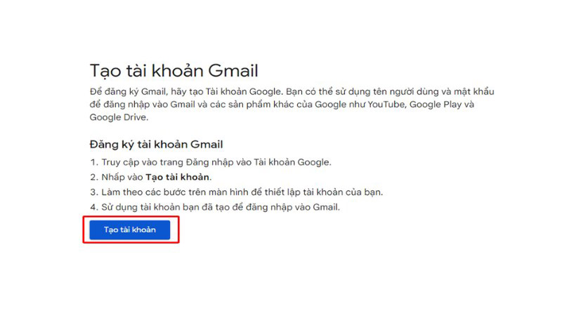 Tạo gmail cá nhân